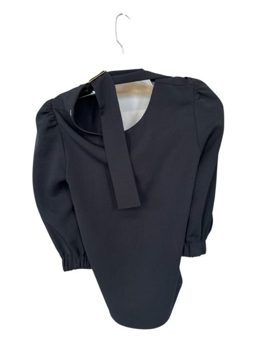 Tibi Size XS Black Acetate Blend 3/4 Balloon Sleeve Asymetrical Neck Top Black / XS