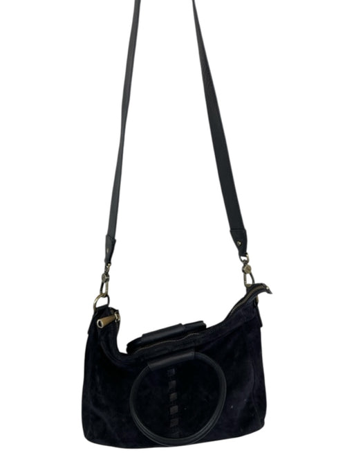 Hobo Dark Navy Suede Top Handles Crossbody Strap Zip Close Bag Dark Navy / M