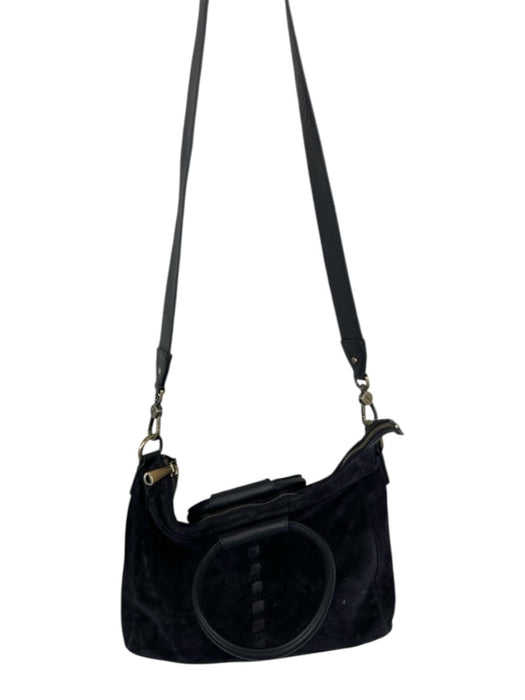 Hobo Dark Navy Suede Top Handles Crossbody Strap Zip Close Bag Dark Navy / M