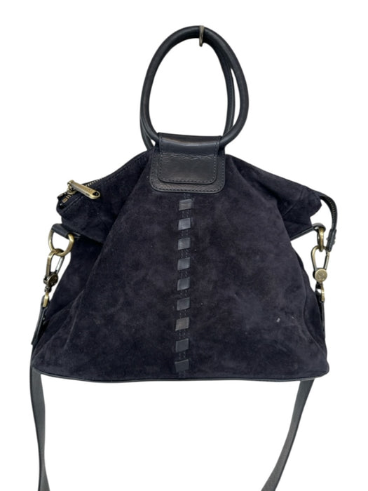 Hobo Dark Navy Suede Top Handles Crossbody Strap Zip Close Bag Dark Navy / M