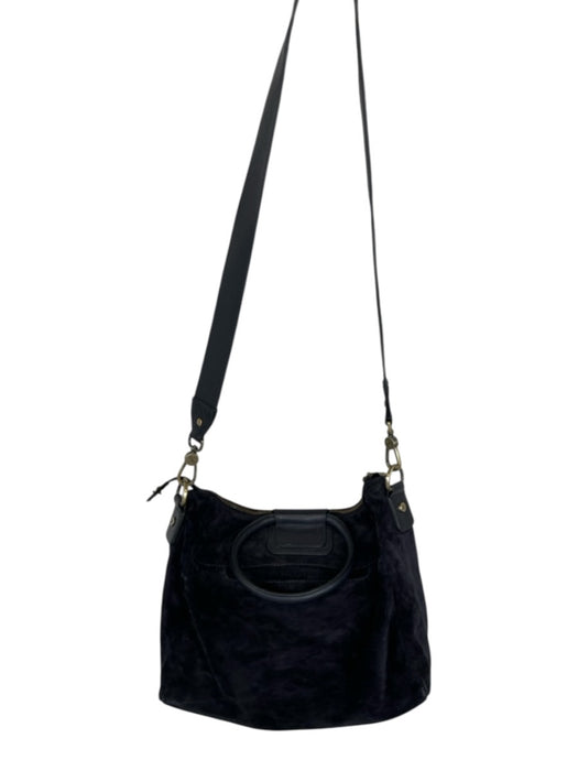 Hobo Dark Navy Suede Top Handles Crossbody Strap Zip Close Bag Dark Navy / M