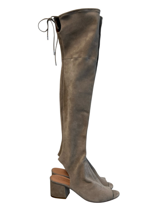 Sigerson Morrison Shoe Size 9.5 Sand Suede Peep Toe Open Heart Side Zip Boots Sand / 9.5