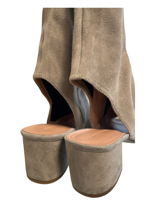 Sigerson Morrison Shoe Size 9.5 Sand Suede Peep Toe Open Heart Side Zip Boots Sand / 9.5