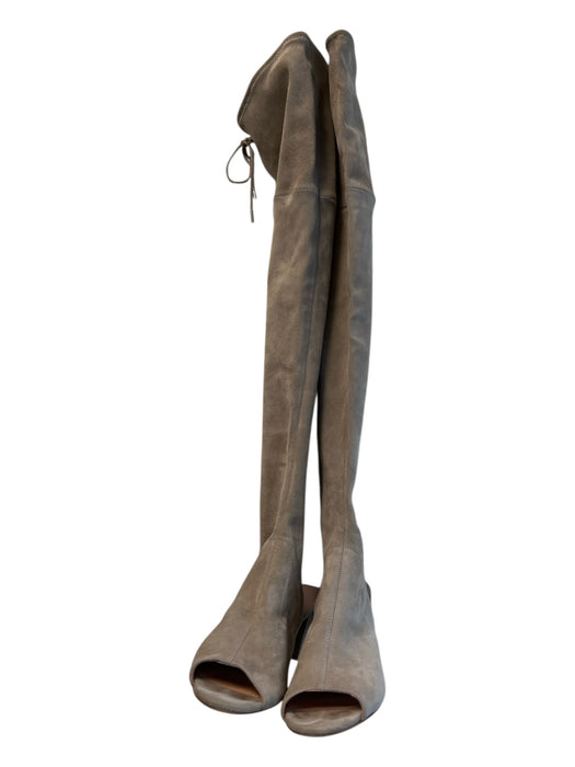 Sigerson Morrison Shoe Size 9.5 Sand Suede Peep Toe Open Heart Side Zip Boots Sand / 9.5