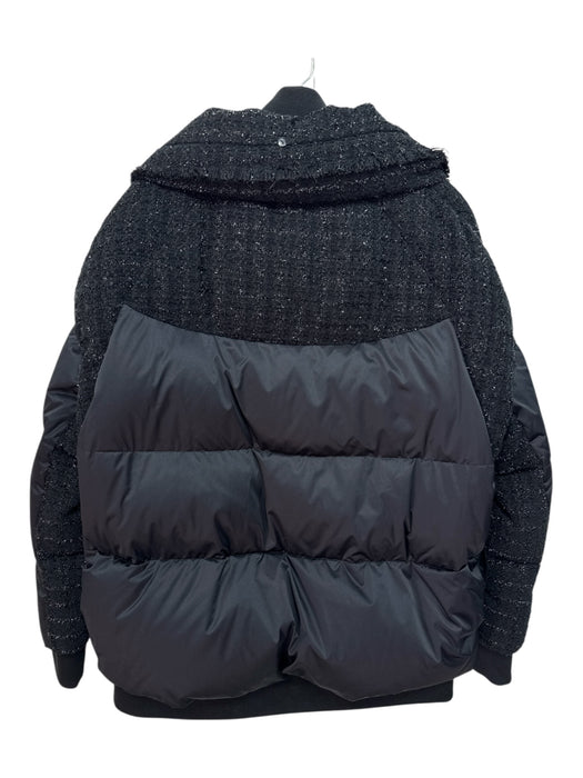 Linda Richard Luxury Size L Black Polyester & Goose Down Tweed Trim Jacket Black / L