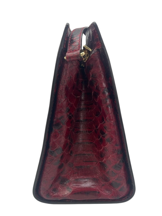 Michael Michael Kors Burgundy & Black Leather Embossed Snake Print Bag Burgundy & Black
