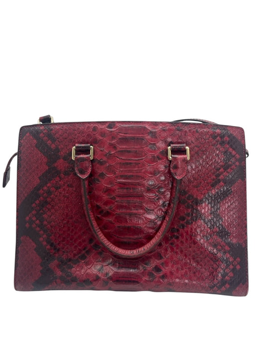 Michael Michael Kors Burgundy & Black Leather Embossed Snake Print Bag Burgundy & Black