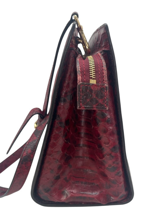Michael Michael Kors Burgundy & Black Leather Embossed Snake Print Bag Burgundy & Black