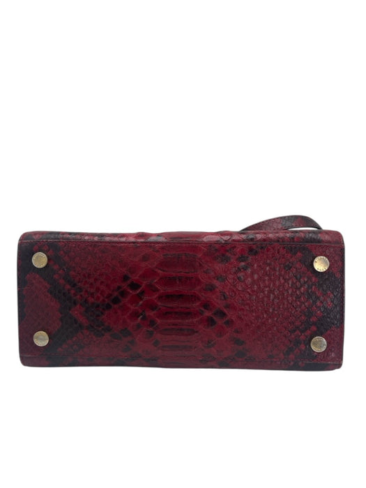 Michael Michael Kors Burgundy & Black Leather Embossed Snake Print Bag Burgundy & Black