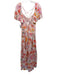Tanya Taylor Size 2 White, Orange, Pink Silk Abstract Floral Back Zip Maxi Gown White, Orange, Pink / 2