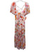 Tanya Taylor Size 2 White, Orange, Pink Silk Abstract Floral Back Zip Maxi Gown White, Orange, Pink / 2
