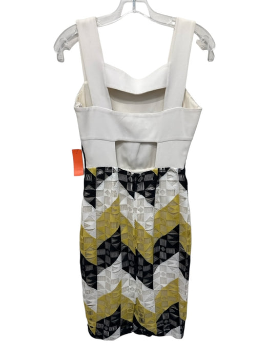 A.L.C. Size 4 White, Black, Yellow Polyester Stitch Detail Overlay Dress White, Black, Yellow / 4
