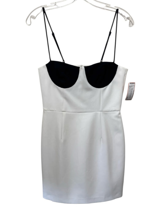 Gianni Bini Size 4 White & Black Polyester Back Zip Cupped Color Block Dress White & Black / 4