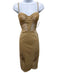 House of CB Size M Tan Poliamide Lace Semi Sheer bustier Spaghetti Strap Dress Tan / M