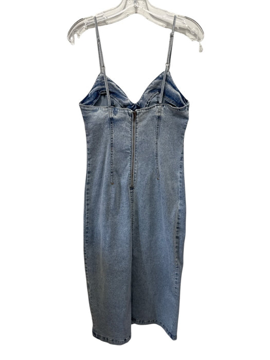 Habitual Size S Light Denim Cotton Back Zip Below the Knee Spaghetti Strap Dress Light Denim / S