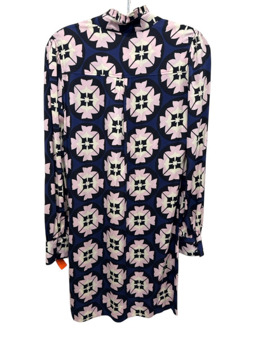 Diane Von Furstenberg Size 8 navy, black, pink, beige Silk Button Down Dress navy, black, pink, beige / 8