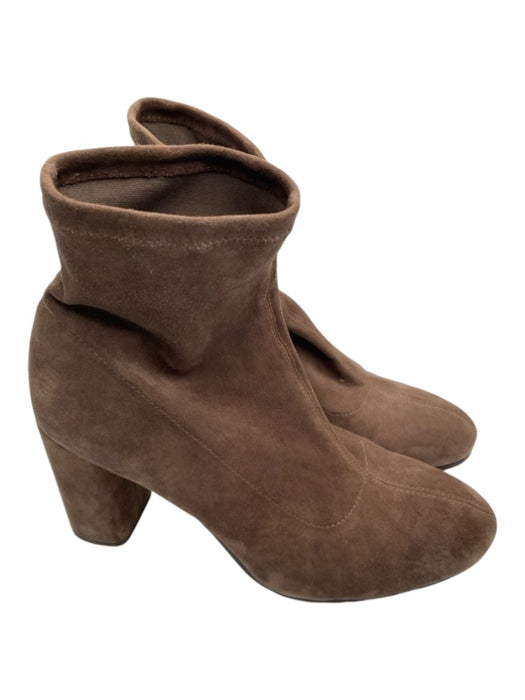 Antonio Melani Shoe Size 9.5 Brown Suede Calf High Almond Toe Block Heel Booties Brown / 9.5