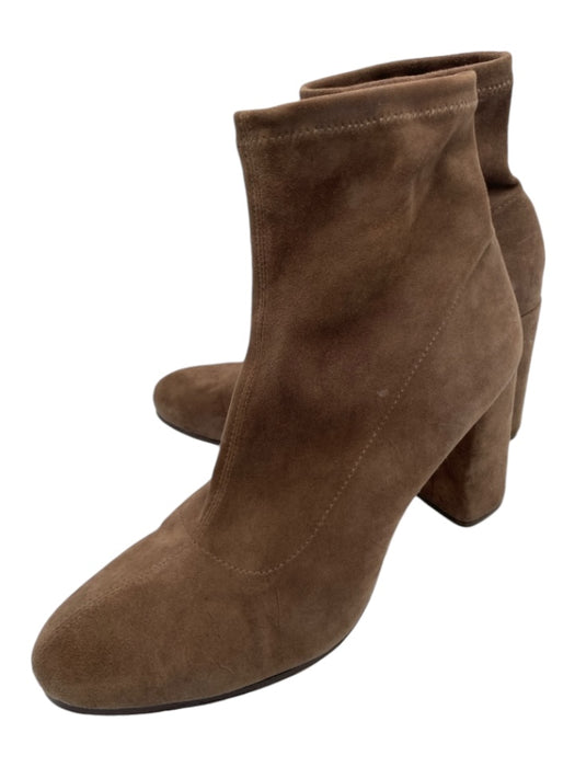 Antonio Melani Shoe Size 9.5 Brown Suede Calf High Almond Toe Block Heel Booties Brown / 9.5