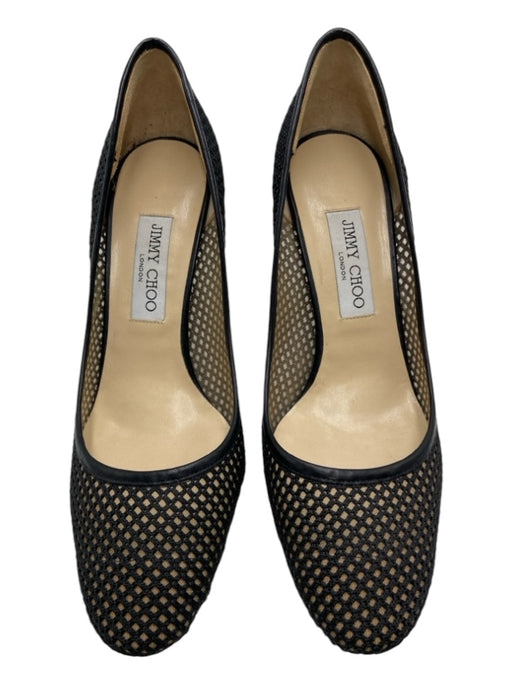 Jimmy Choo Shoe Size 40 Black Fabric Woven Almond Toe closed heel Stiletto Pumps Black / 40