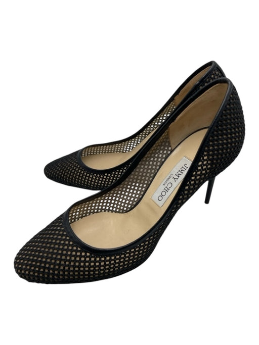 Jimmy Choo Shoe Size 40 Black Fabric Woven Almond Toe closed heel Stiletto Pumps Black / 40