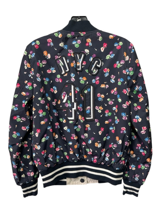 Coach Size Est M Navy Multi Floral Zip Up Bomber Jacket Navy Multi / Est M