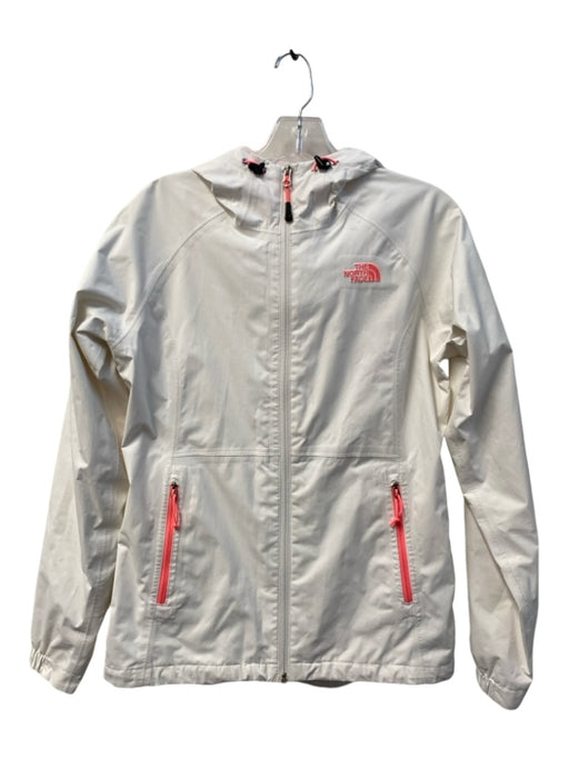 The North Face Size S/P White Polyester Hood Front Zip Side Pockets Jacket White / S/P