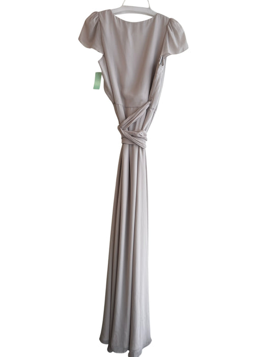Ceremony by Joanna August Size Large Light Beige Polyester Sleeveless Wrap Gown Light Beige / Large