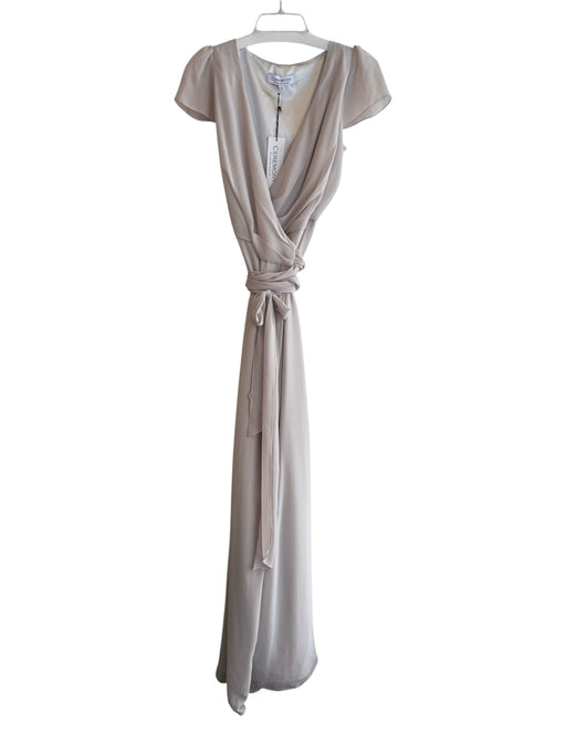 Ceremony by Joanna August Size Large Light Beige Polyester Sleeveless Wrap Gown Light Beige / Large