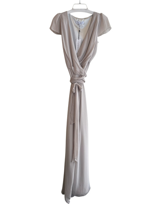 Ceremony by Joanna August Size Large Light Beige Polyester Sleeveless Wrap Gown Light Beige / Large