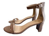 Nine West Shoe Size 9.5 Dark Beige Patent Leather open toe Block Mid Heel Shoes Dark Beige / 9.5