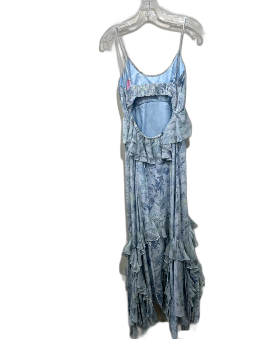 AMUR Size 4 Blue & Multi Silk Sleeveless Tiered Floral Maxi Dress Blue & Multi / 4