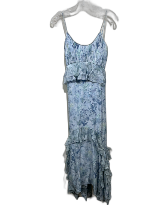 AMUR Size 4 Blue & Multi Silk Sleeveless Tiered Floral Maxi Dress Blue & Multi / 4