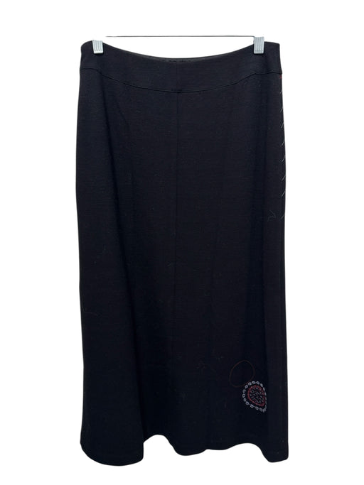 Garnet Hill Size 8 Black & Red Print Wool Side Zip Embroider Detailing Skirt Black & Red Print / 8