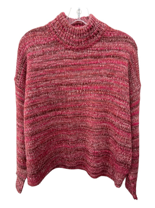 J Crew Size Small Pink & Brown Wool Blend Long Sleeve Knit Ribbed Sweater Pink & Brown / Small