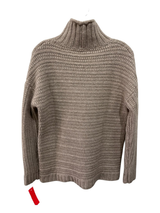 Garnet Hill Size Medium Taupe Beige Cashmere Long Sleeve Knit Mock Neck Sweater Taupe Beige / Medium