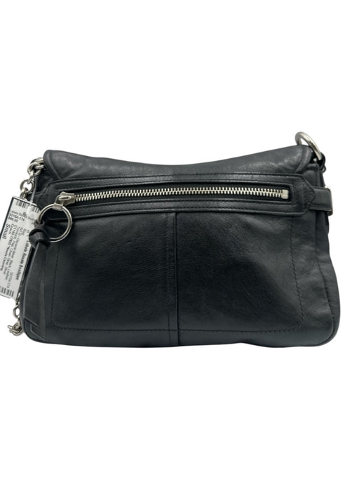 Coach Black Leather Turnlock Flap Chain Strap Silver hardware Bag Black / Small