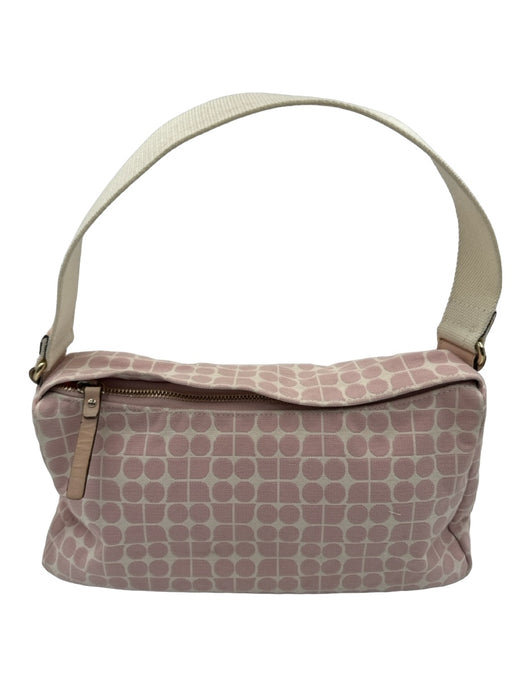 Kate Spade Pink & Cream Fabric Top Zipper Geometric Top Handle Bag Pink & Cream / Small