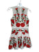 Alexis Size S White, Red & Green Sleeveless Embroidered Flowers Lace Trim Dress White, Red & Green / S