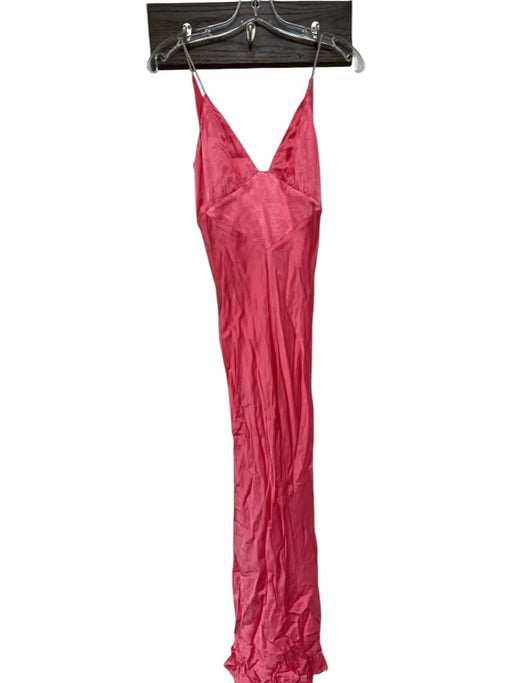Bardot Size XS coral Spaghetti Strap Rhinestone Back Zip Gown coral / XS