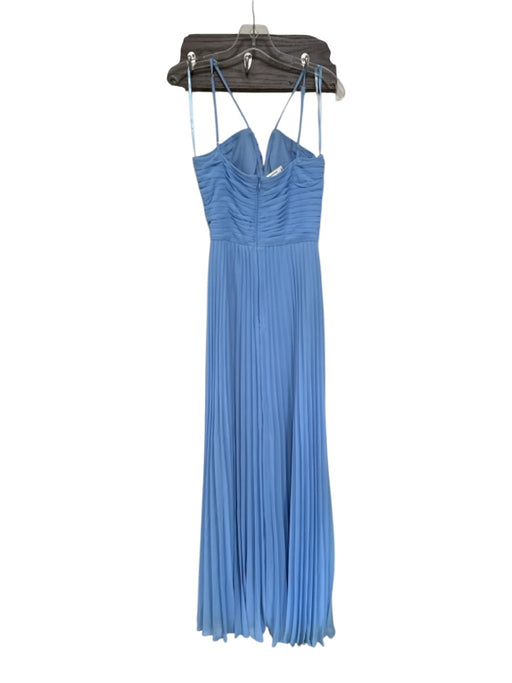 Aqua Size 2 Cornflower Blue Polyester Spaghetti Strap Acordian Pleated Gown Cornflower Blue / 2