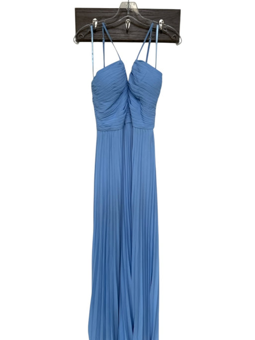 Aqua Size 2 Cornflower Blue Polyester Spaghetti Strap Acordian Pleated Gown Cornflower Blue / 2