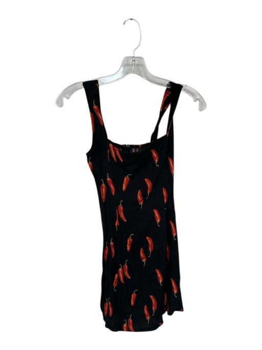 Reformation Size 4 Black & Red Viscose Blend Sleeveless Peppers Mini Dress Black & Red / 4