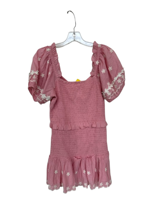 Loveshackfancy Size S Pink & White Cotton Long Balloon Sleeve Swiss Dot Dress Pink & White / S