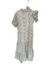 Abbey Glass Size XS Tan & White Cotton Short Sleeve Eyelet Belted Maxi Dress Tan & White / XS