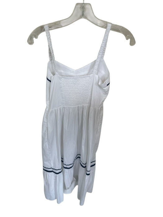 J. Crew Size 0 White & Navy Cotton Spaghetti Strap Side Zip Ribbon Detail Dress White & Navy / 0