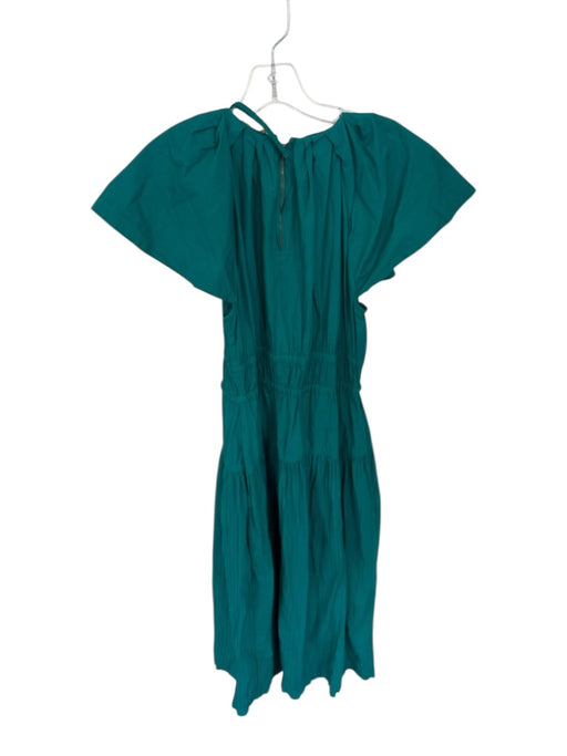 Ulla Johnson Size 4 Teal Cotton Batwing Pleated Maxi Back Zip Dress Teal / 4