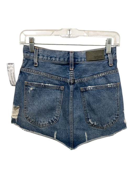 Carmar Size 25 Medium Wash Cotton Blend Distressed Front Zip Raw Edge Mini Skirt Medium Wash / 25
