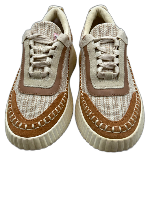 Dolce Vita Shoe Size 7.5 Cream & Brown Tweed whipstitch trim lace up Sneakers Cream & Brown / 7.5