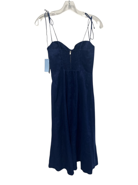 Reformation Size 2 Blue Linen Spaghetti Strap Zip Back Midi Dress Blue / 2