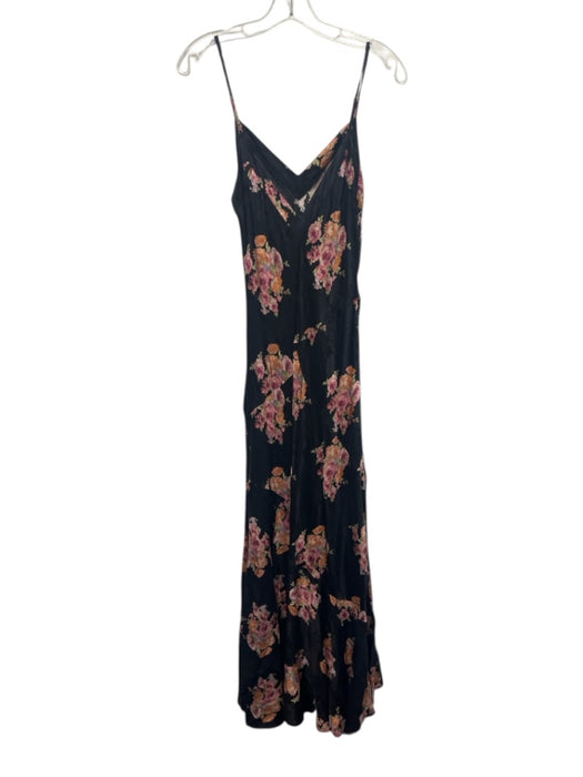 Love Shack Fancy Size XS Black, Pink, Orange Viscose & Silk Floral Print Dress Black, Pink, Orange / XS